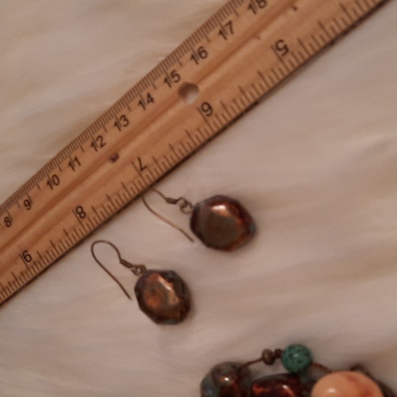 Boho bead xtra long necklace and matching earrings GUC - Picture 4 of 13